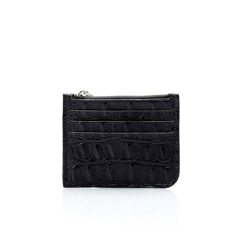 Black crocodile leather 3 in 1 coin purse - กระเป๋าสตางค์ - หนังแท้ สีดำ