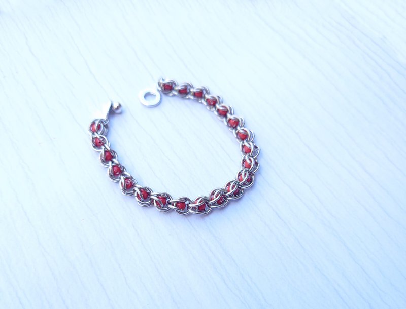 Dim Sum - Stainless Steel Bracelet - สร้อยข้อมือ - สแตนเลส สีแดง