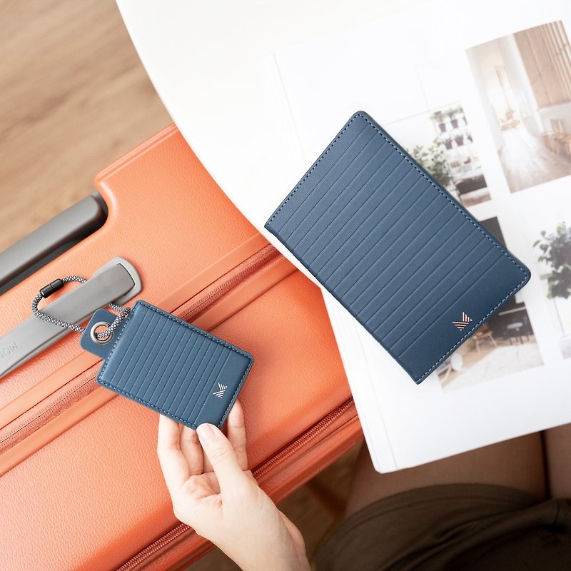 【轉運來】環保時尚旅行系列 | 皮革護照套 + 行李牌 - 午夜藍 - 行李箱 / 旅行喼 - 聚酯纖維 藍色