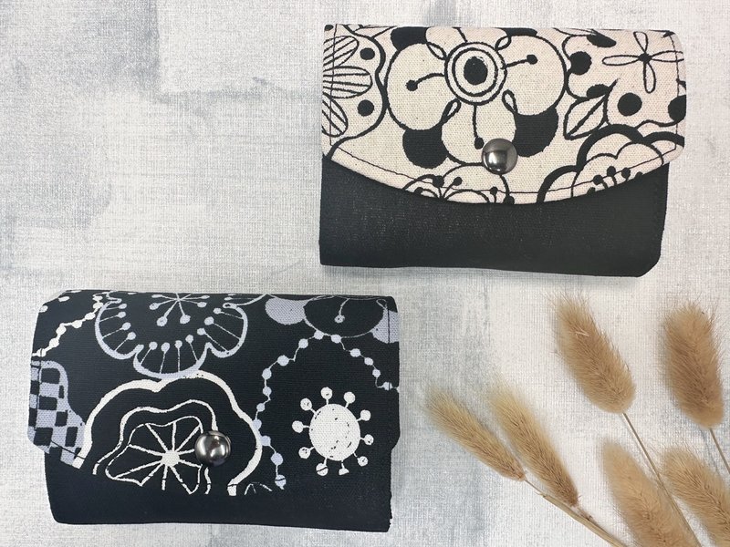 墨花集 小日和三層包 手拿包 零錢包 輕便 收納包 - 零錢包/小錢包 - 棉．麻 黑色