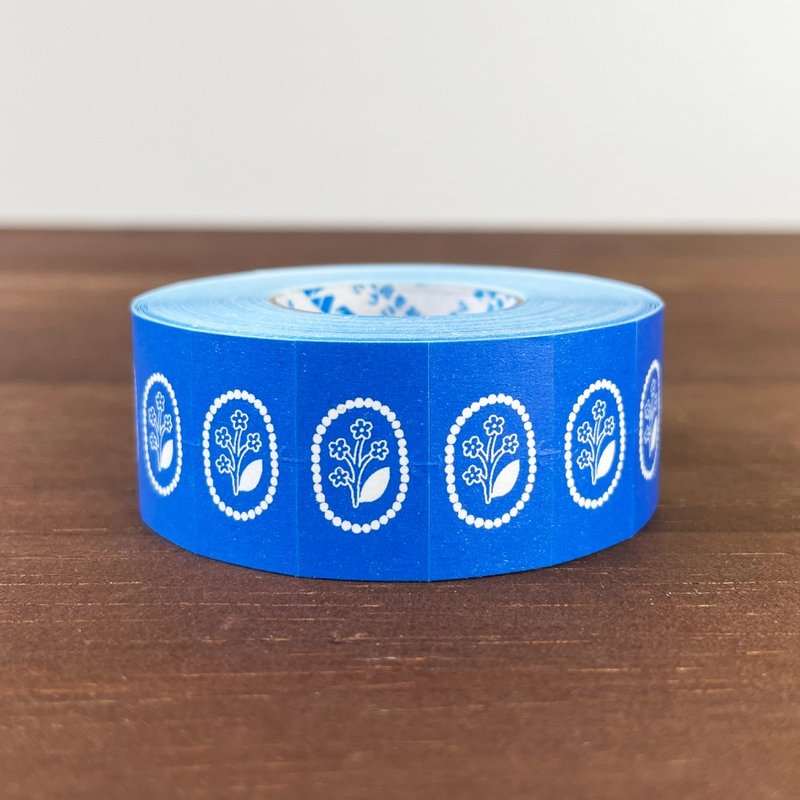 Labeller Seal Flower Brooch Blue Made in Japan Label Seal Roll Seal ls-003 - Stickers - Paper Blue