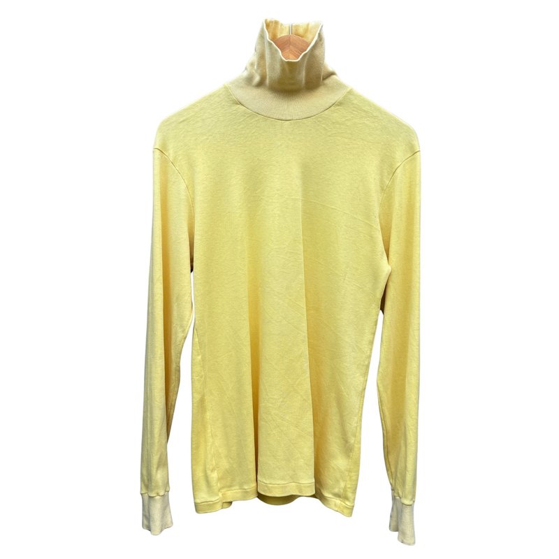 Vintage 70s Duofold Mohawk Yellow Turtle  Neck Yellow Cotton Long Sleeve T Shirt - เสื้อยืดผู้ชาย - ผ้าฝ้าย/ผ้าลินิน สีเหลือง