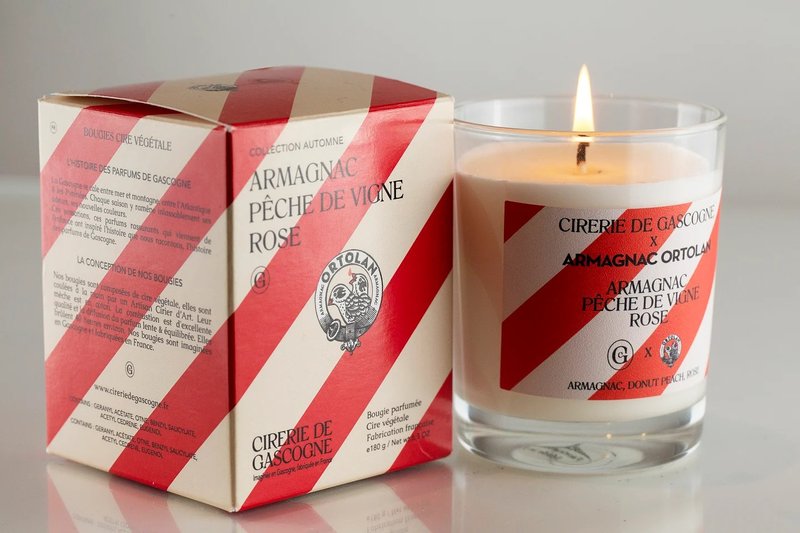 Cirerie de Gascogne Scented Candle - Ortolan / Armagnac-Pêche de vigne-Rose 180g - Candles & Candle Holders - Paper Red