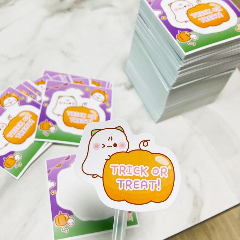 PORONGI's Halloween peel-off sticker - Korean Cute Diary (lintam) - 貼紙 - 紙 橘色
