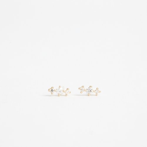 Isha Jewelry 純銀輕珠寶 閃耀三星 K金耳環 頂規特選 5A 鋯石 10K金