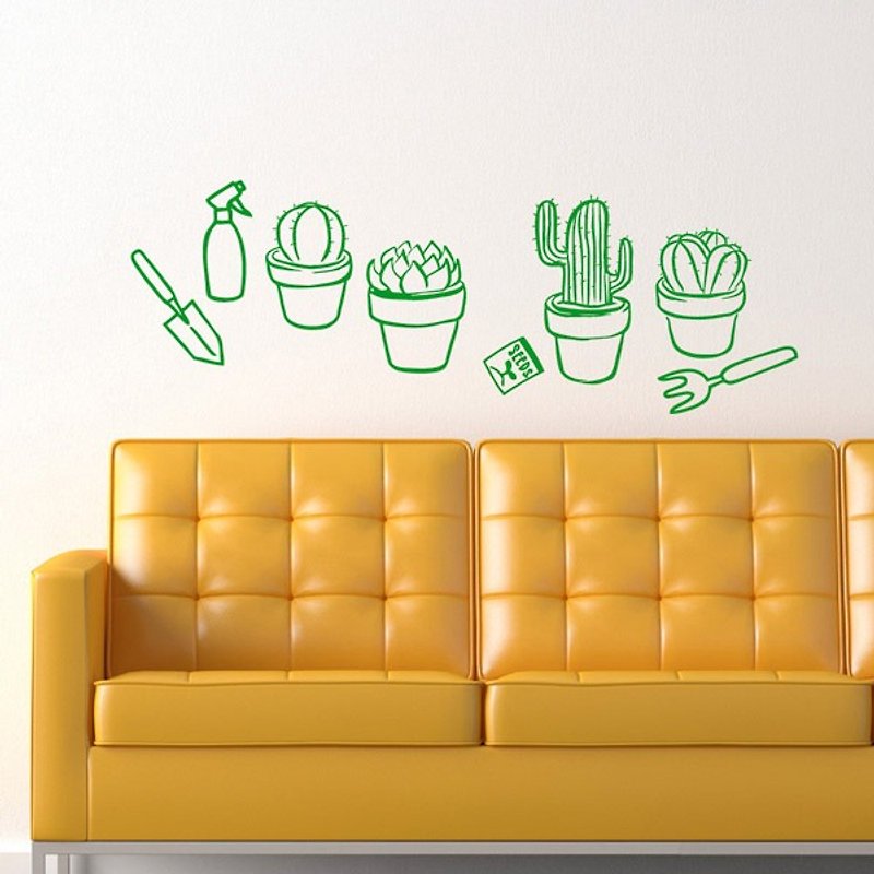Smart Design Creative Seamless Wall Stickers Healing Small Potted Plants (8 colors optional) - Wall Décor - Paper Green