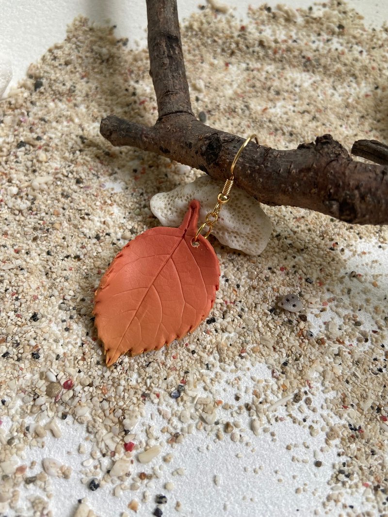 秋日 軟陶耳環/耳夾 - 耳環/耳夾/耳骨夾 - 其他材質 