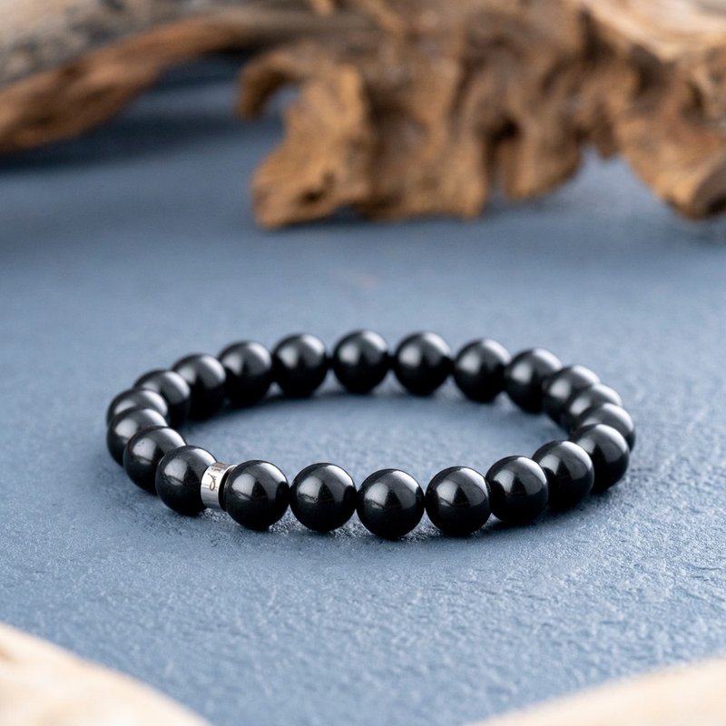 Shungite | Natural Energy Bracelet | 8-9mm - สร้อยข้อมือ - คริสตัล สีดำ