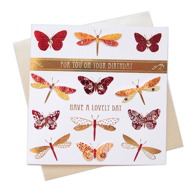 蝴蝶與蜻蜓【Decoratif TP卡片-生日祝福】 - 心意卡/卡片 - 紙 多色