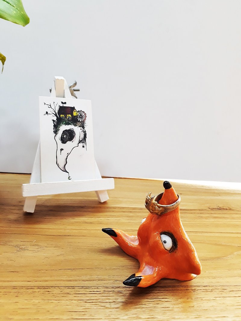 フォックスヘッドリングホルダー - 花瓶・植木鉢 - 磁器 オレンジ