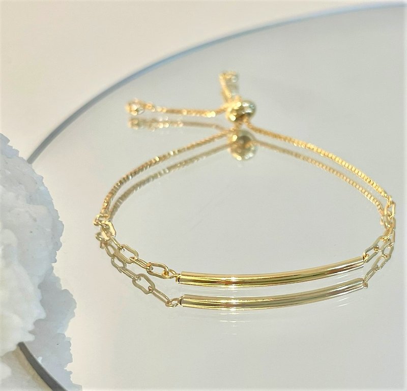 │Daily│Glossy Crescent• 14kgf • Bracelet• Adjustable Bracelet• Note Gold - Bracelets - Copper & Brass 