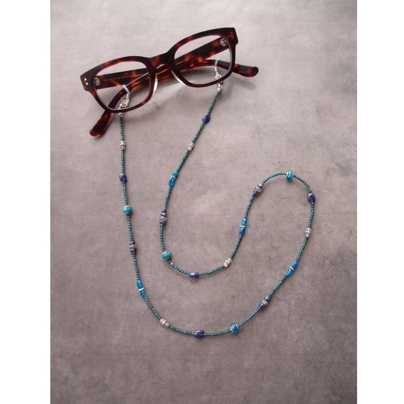 【Glasses Code】BlueGreen  2way グラスコード ネックレス兼用 眼鏡ホルダー - 項鍊 - 寶石 藍色