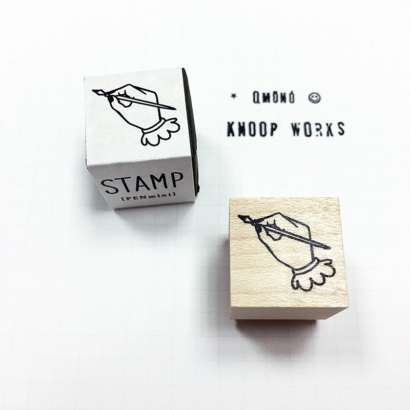 KNOOP WORKS Wooden Stamp (PEN - C) - ตราปั๊ม/สแตมป์/หมึก - ไม้ สีกากี