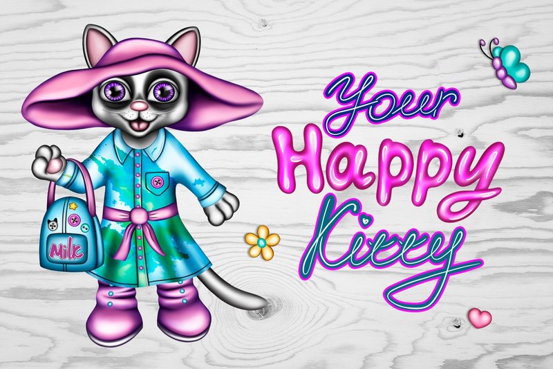 貓紙娃娃與衣服、 配件。童年活動。兒童工藝品 - 寶寶/兒童玩具/玩偶 - 其他材質 粉紅色