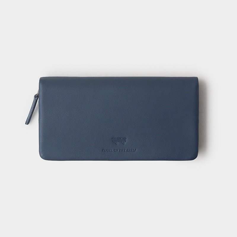 pinsel long wallet : navy - กระเป๋าสตางค์ - หนังแท้ สีน้ำเงิน