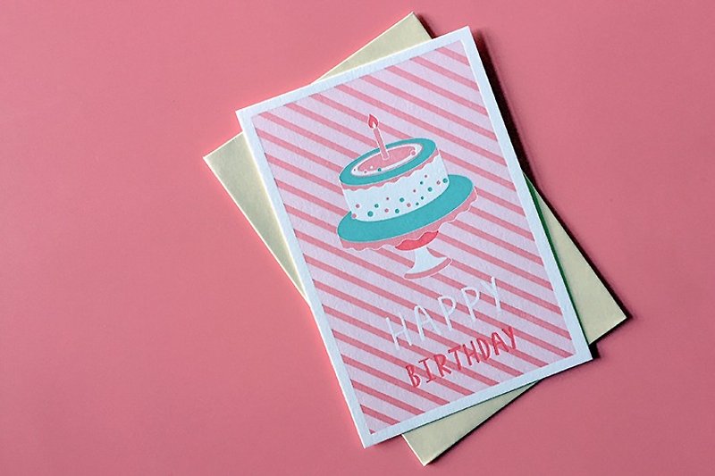 PaperPaper letterpress Printed Birthday Card, Birthday Blessing Card, HappyBirthday Card, Cake Card - การ์ด/โปสการ์ด - กระดาษ 