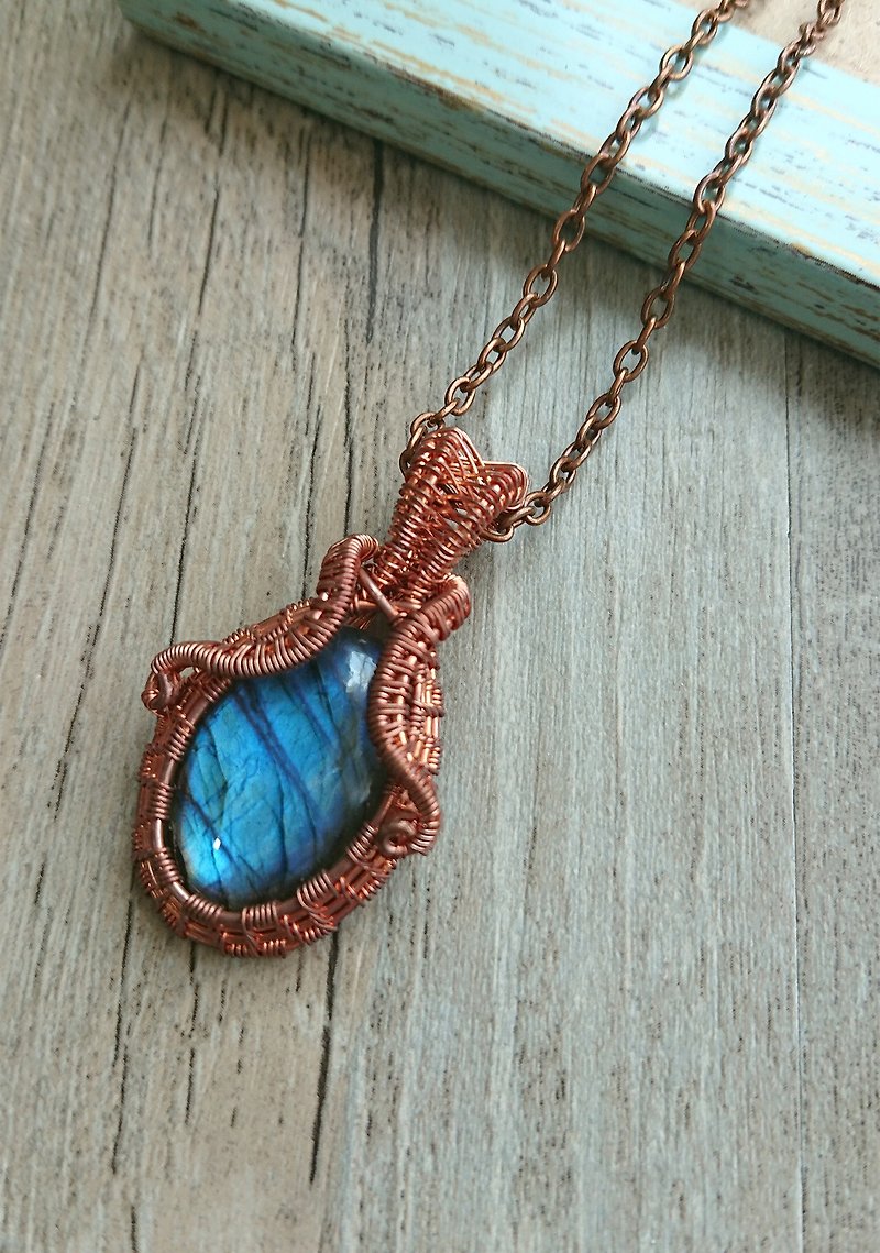 Misssheep-WW08 Full Handmade Metal Wire Labradorite Pendant Necklace - Necklaces - Other Metals 