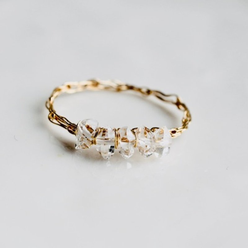 Herkimer diamond, fine braid /k14gf ring - แหวนทั่วไป - เครื่องเพชรพลอย 