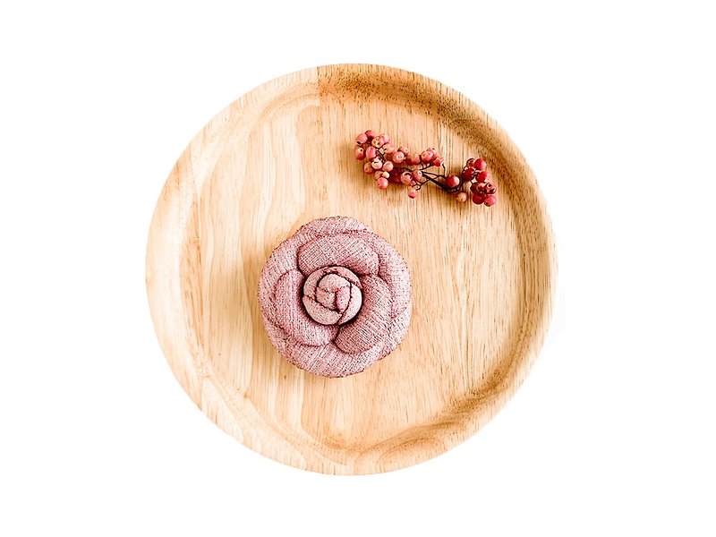 Corsage: Tweed Camellia - ANTIQUE PINK - - Corsages - Cotton & Hemp Pink