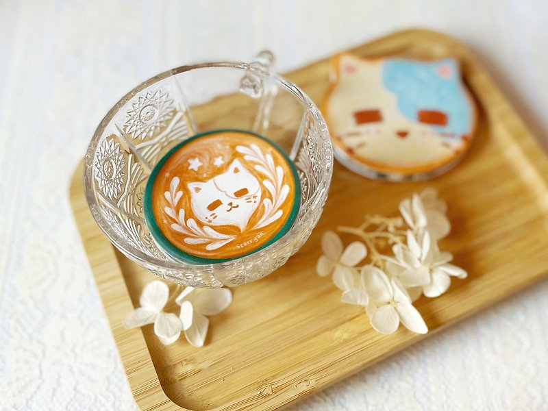 * 貓貓咖啡拉花 * 隨身鏡 - 彩妝刷具/鏡子/梳子 - 其他材質 咖啡色