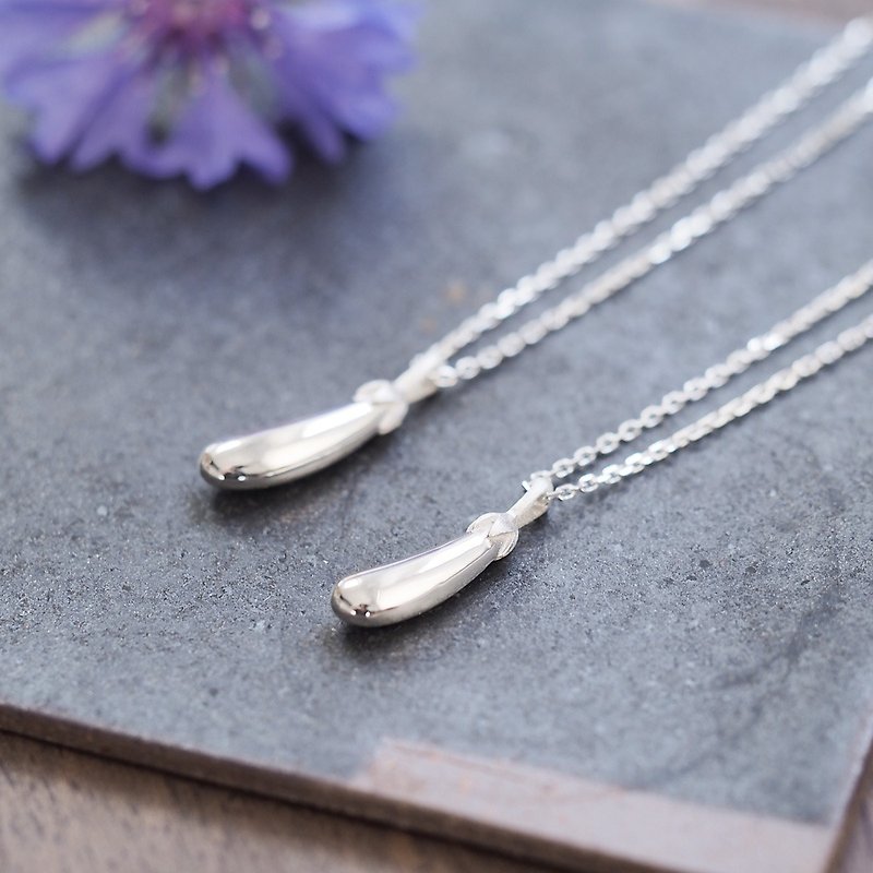 2 pieces set) Eggplant pair necklace Silver 925 - Necklaces - Other Metals Silver