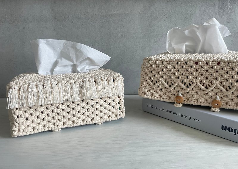 Macrame Tissue Box Box Cover - Other - Cotton & Hemp 