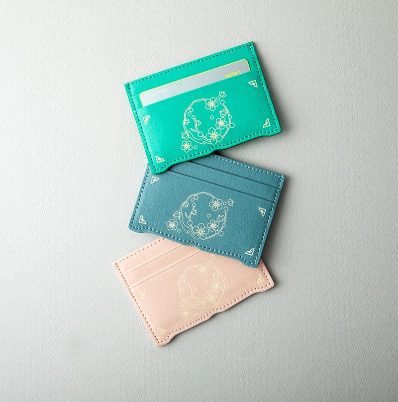 Vegan eco Korean traditional paper leather apricot flowers card wallet - 皮夾/長短夾/錢包 - 其他材質 