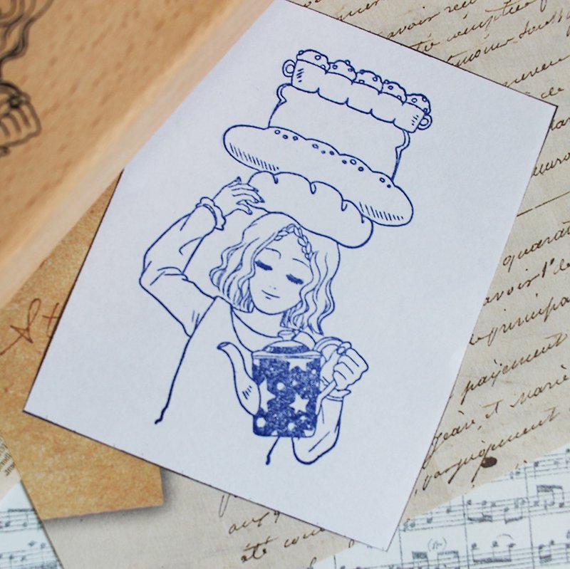 メモ帳用の特別なラバースタンプパンの女の子 - はんこ・スタンプ台 - プラスチック 