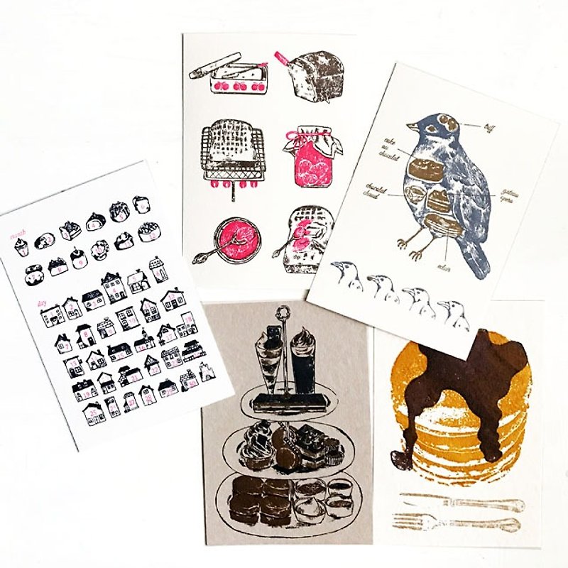 Delicious food -5 postcards - Cards & Postcards - Paper Brown