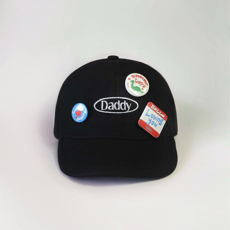 DADDY | Daddy Brooch Cap, short brim hat, Brooch Cap - Hats & Caps - Other Materials Black