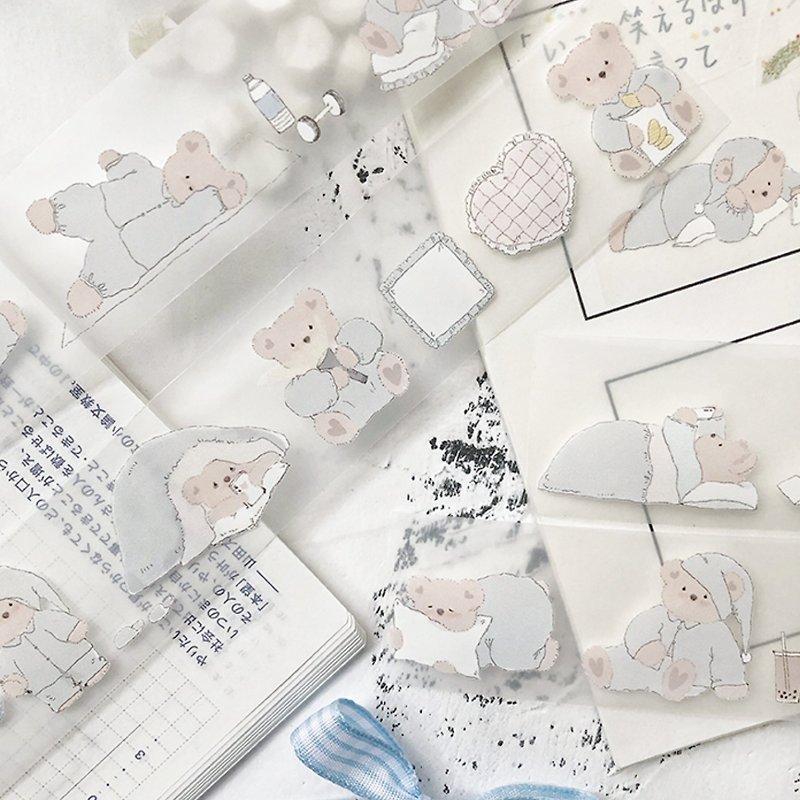 晚安小熊 PET 和紙膠帶 台灣製 10米卷 - 紙膠帶 - 其他材質 多色