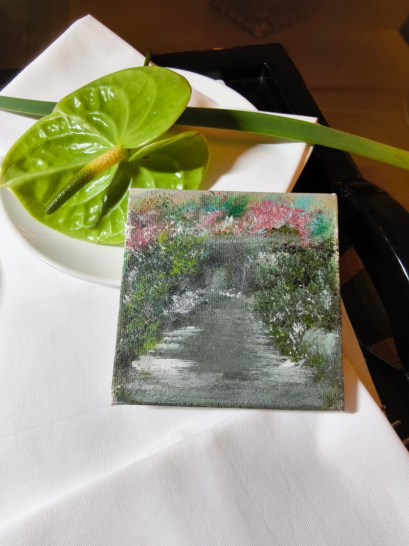 Frameless painting/ Acrylic watercolor painting/small size hanging painting/landscape painting/decorative painting - โปสเตอร์ - ผ้าฝ้าย/ผ้าลินิน 