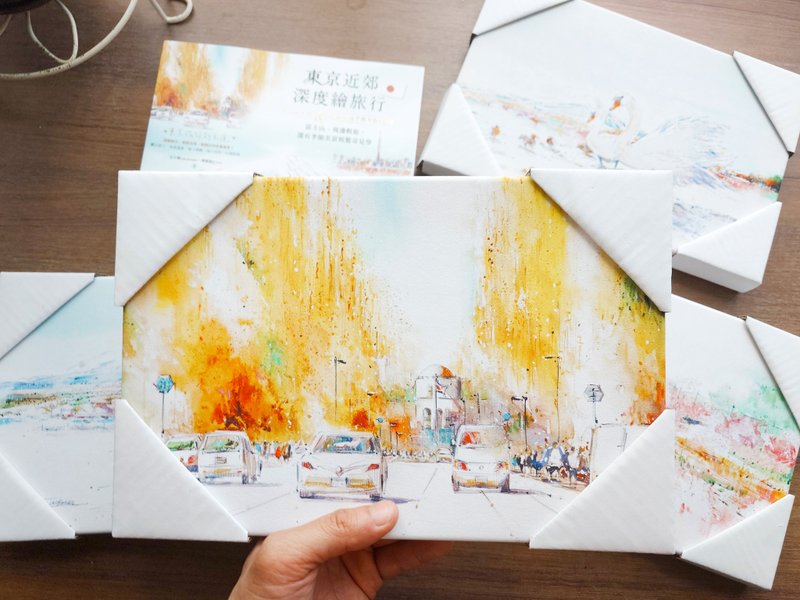 金色饗宴的東京|明治神宮外苑 |無框畫20X30cm| 裝飾畫 | 日本 - 海報/掛畫/掛布 - 木頭 白色