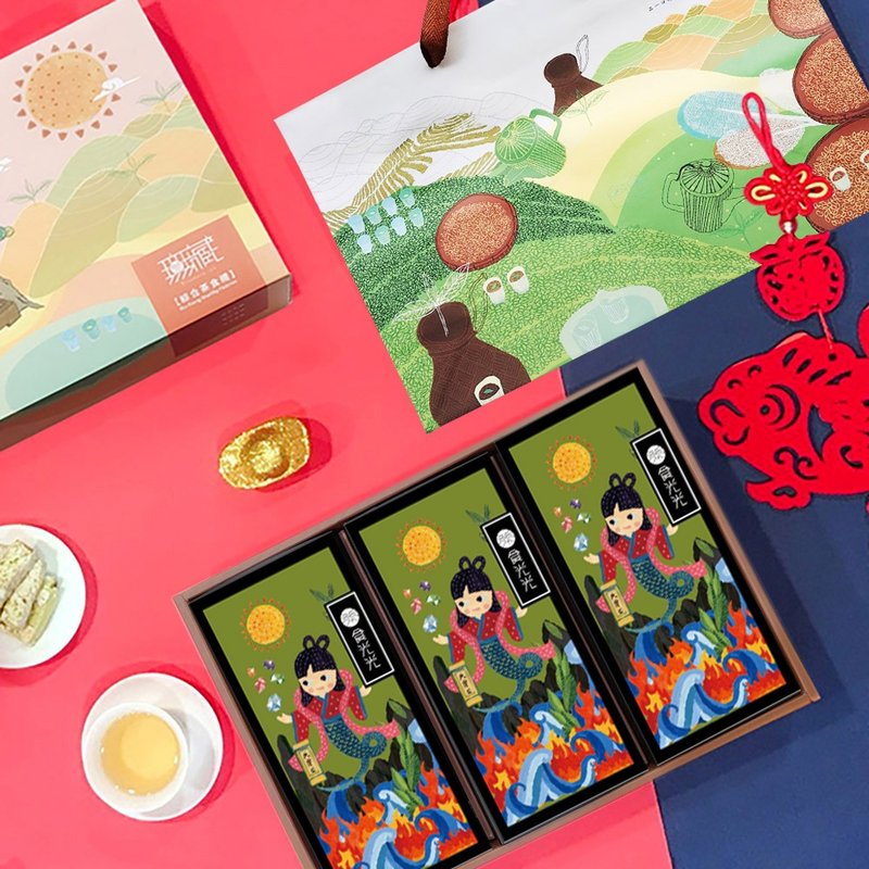 【無藏】公益禮盒-減糖茶點K5 月圓人團圓 烏龍茶煎餅3入禮盒 - 手工餅乾 - 新鮮食材 多色