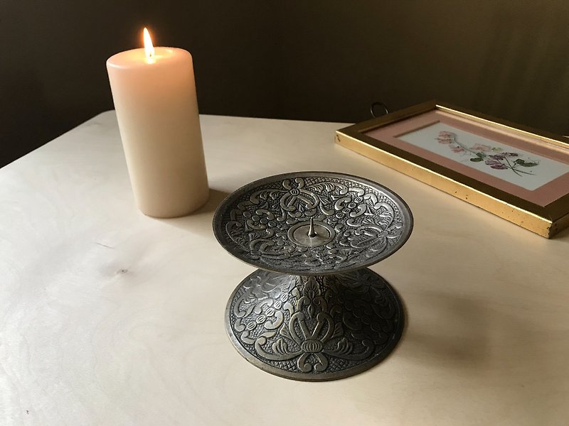 Carved candle holder - Candles & Candle Holders - Other Metals Silver