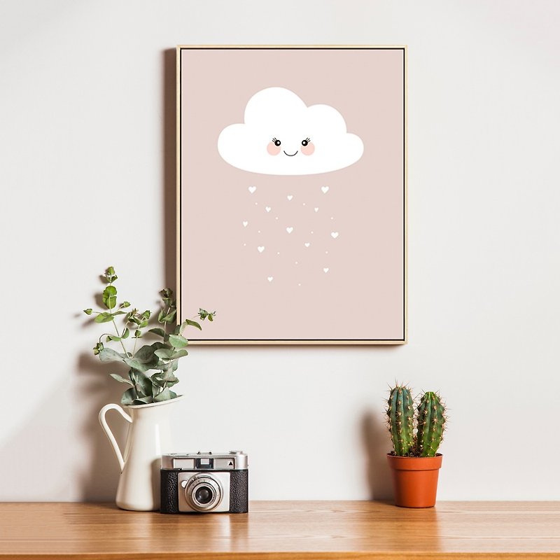 Surround You with Love II-Pink Nursery Wall Art, Cloud, Showering with Love - Posters - Cotton & Hemp Pink