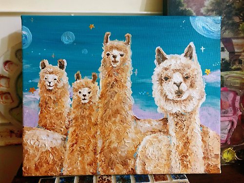 IL YELLA 宇宙牧場∣羊駝與牠的朋友們∣手繪無框畫
