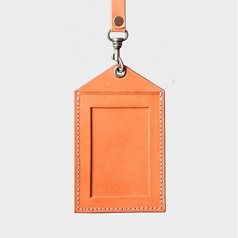 Straight Identification Card Cover | Leather Custom | Custom Typing | ID Cover | With Lanyard | - ID & Badge Holders - Genuine Leather 
