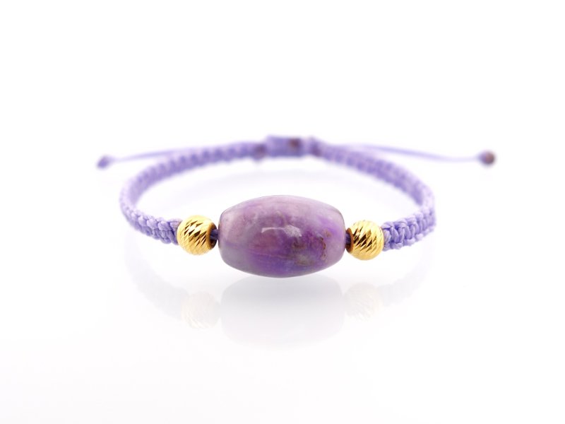 PolyGram Jewelry-Natural Shuklai Stone Gold Bead Bracelet - สร้อยข้อมือ - เครื่องประดับพลอย 