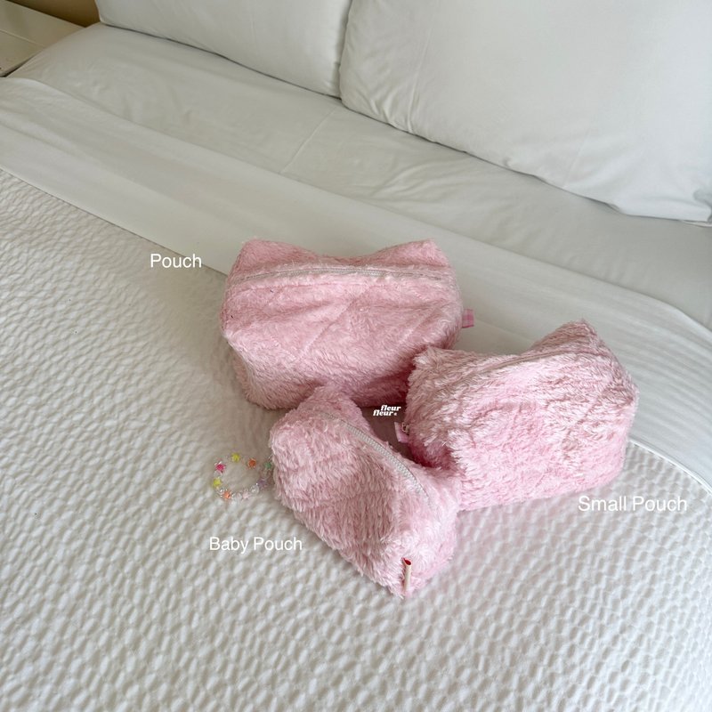 Pink Teddy Pouch - 化妝包/收納袋 - 棉．麻 粉紅色