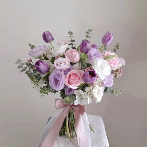 ぽん様ご確認用＊パープルブーケお花 ピンク×パープルのキュートな花束】「Flower shop