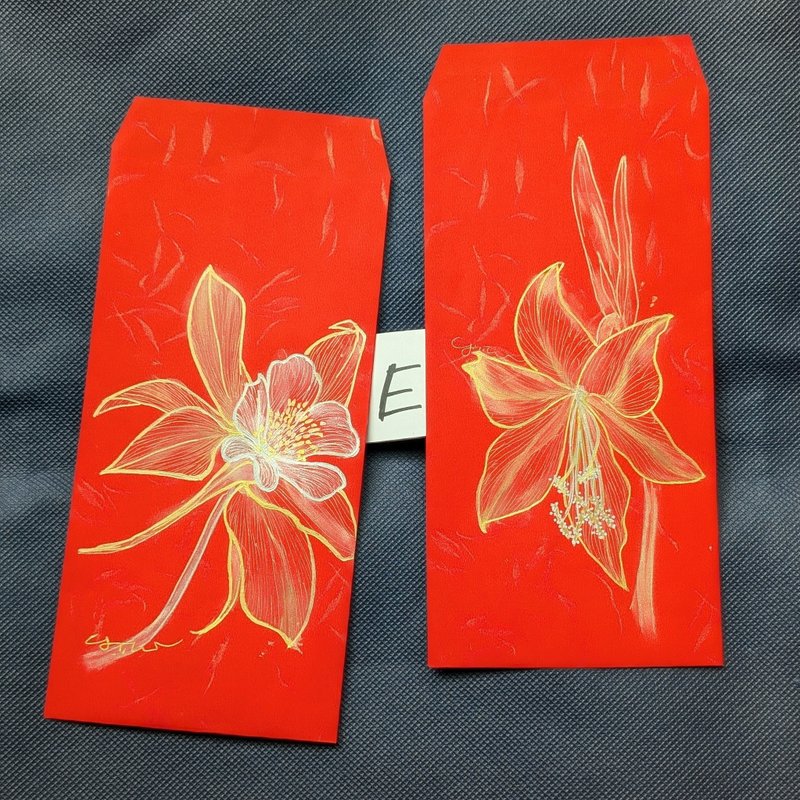 Personal hand-painted handwriting/universal red envelope bag/unique floral illustration - ถุงอั่งเปา/ตุ้ยเลี้ยง - กระดาษ 