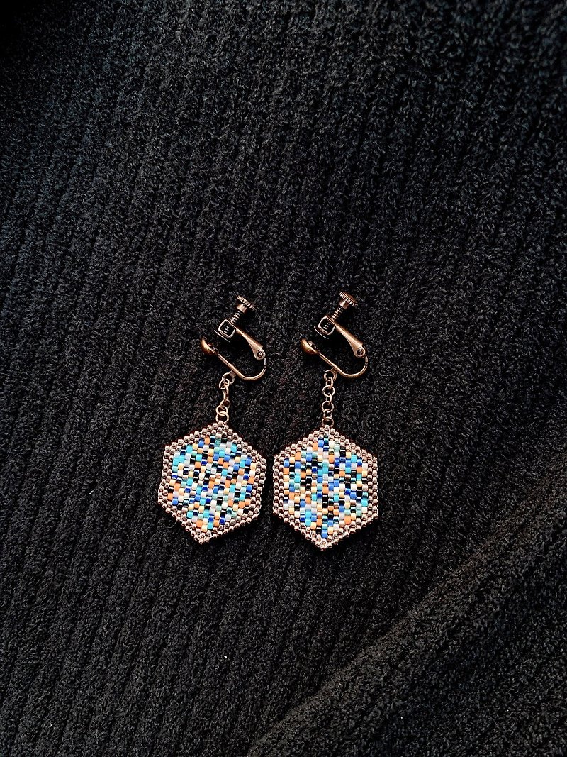 Mosaic fantasy hexagon - Earrings & Clip-ons - Glass Multicolor