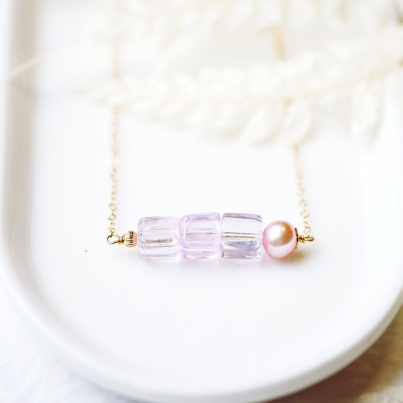 仙氣飄飄 紫鋰輝小方塊項鍊 14K - 項鍊 - 寶石 紫色