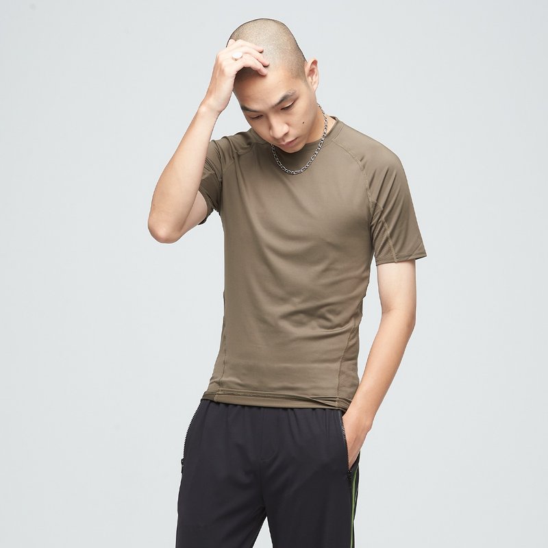 抗菌吸排拉格蘭袖上衣(男)-瓦綠 - 男 T 恤 - 聚酯纖維 綠色