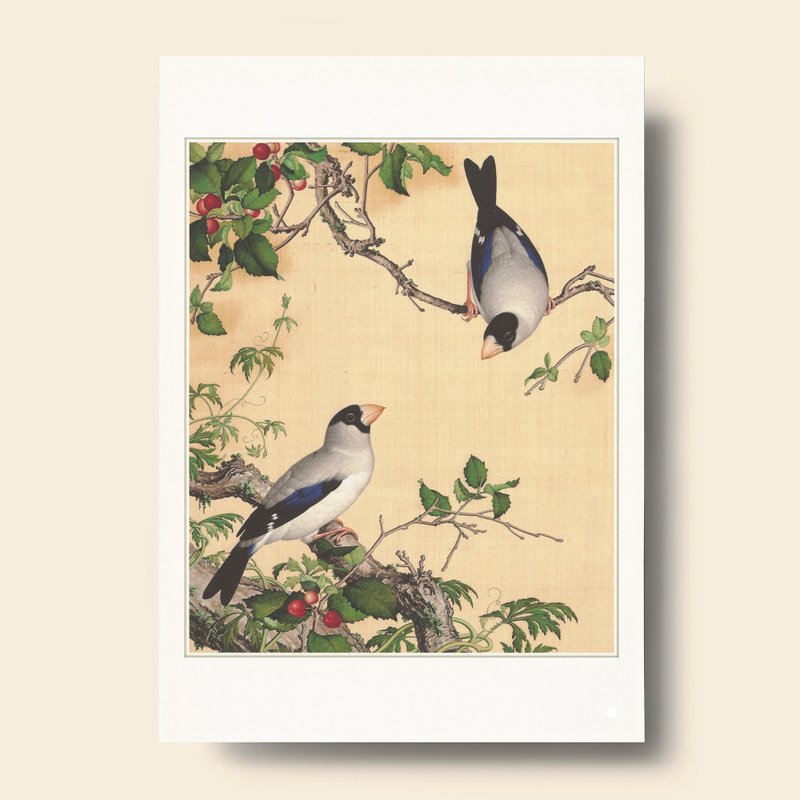 【藝術畫卡】仙萼長春 櫻桃桑鳲 | B4畫卡 - 海報/掛畫/掛布 - 紙 卡其色