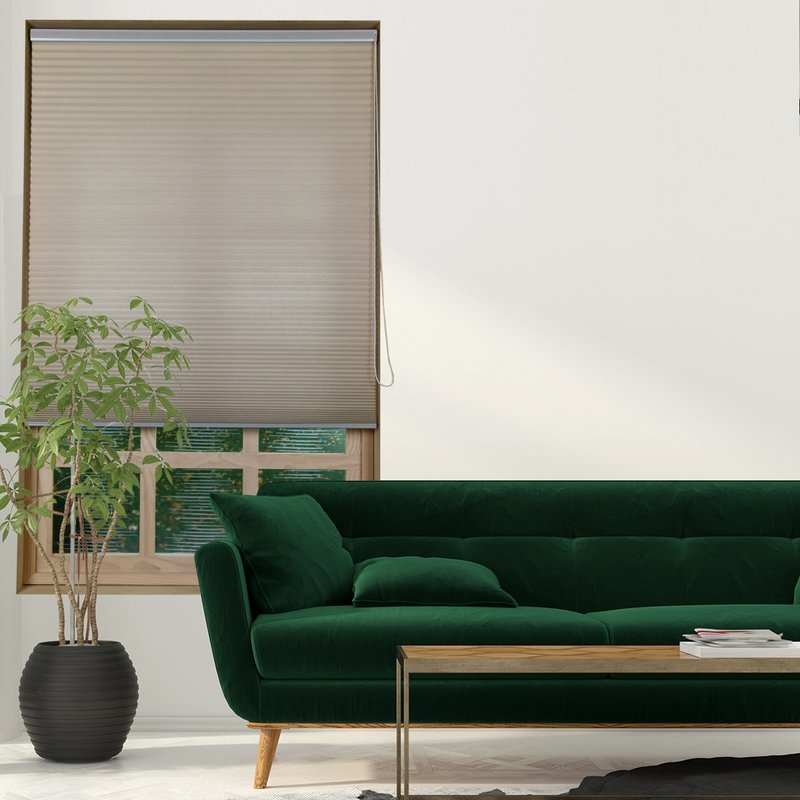 米色單循環珠鍊半遮光蜂巢簾 (Fawn) - 門簾/門牌 - 聚酯纖維 