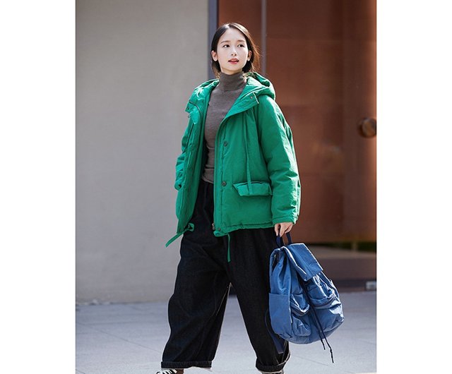 アートグリーンソフト ウォーム カジュアル ルーズ 文学 ショート