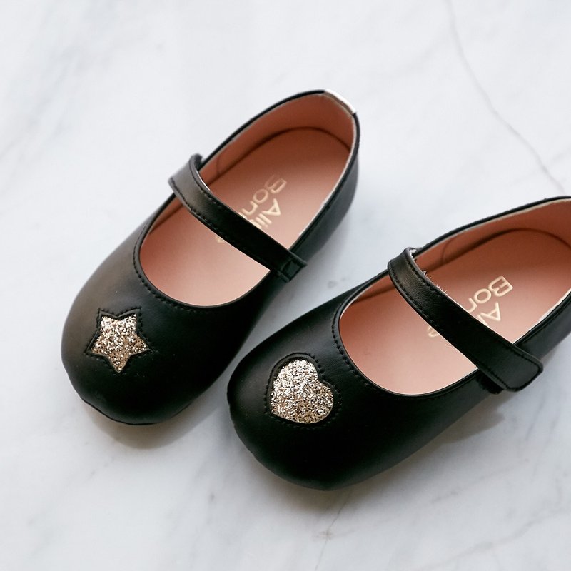 手工娃娃鞋 不對稱金蔥寳寳鞋 學步鞋 台灣製 零碼特價-黑色 - 男/女童鞋 - 人造皮革 黑色