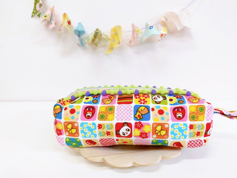 Japanese style small animal fat bag cosmetic bag storage bag pencil case - Toiletry Bags & Pouches - Cotton & Hemp 